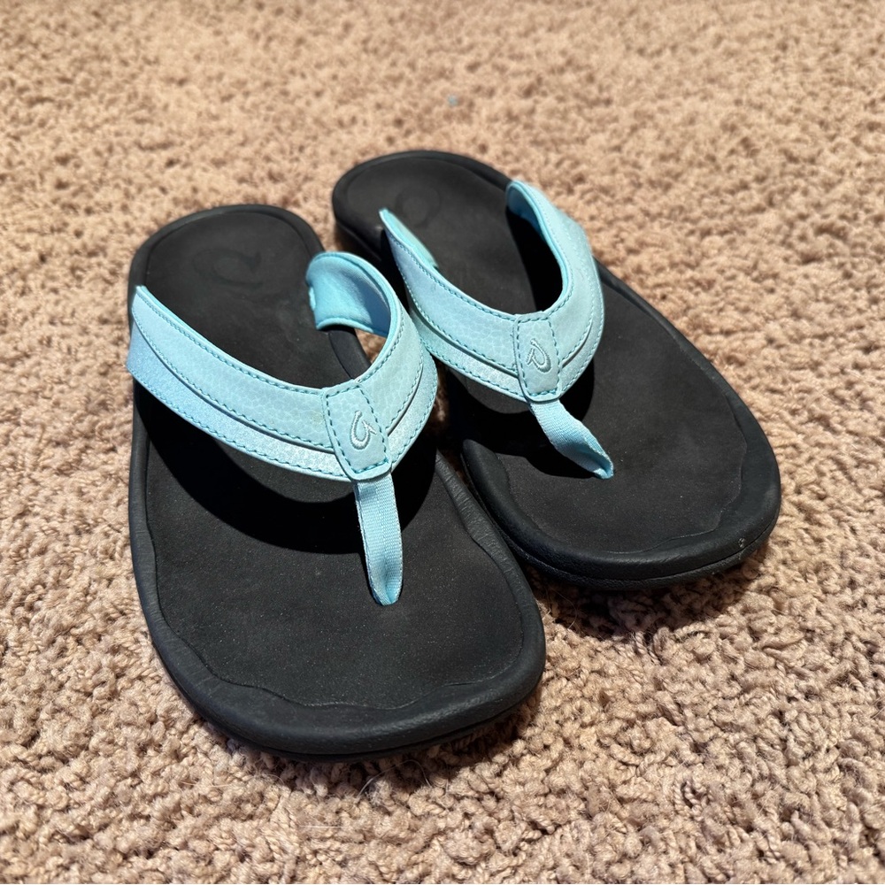 OluKai Women's Sandals - Light Blue and Black